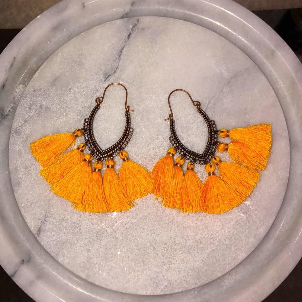 5/$25 Mango Yellow Tassel Earrings